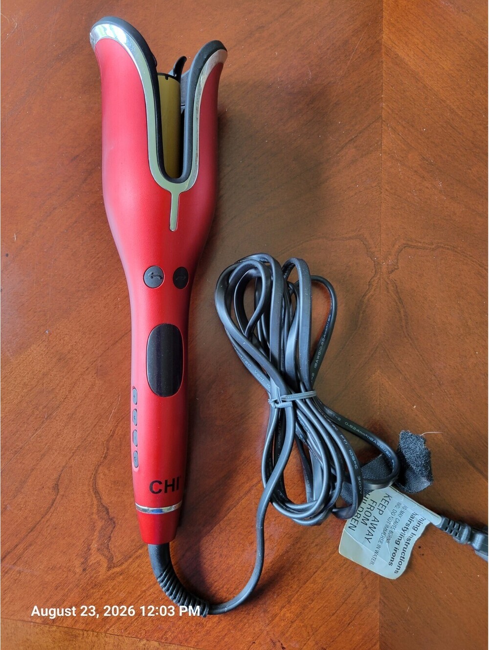 CHI Lava Spin N Curl Professional Automatic Curling Iron Hair Styler Red Tested